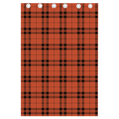 Orange And Black Tartan Pattern Print Curtain