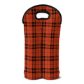 Orange And Black Tartan Pattern Print Double Neoprene Wine Tote