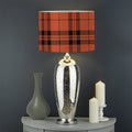 Orange And Black Tartan Pattern Print Drum Lamp Shade