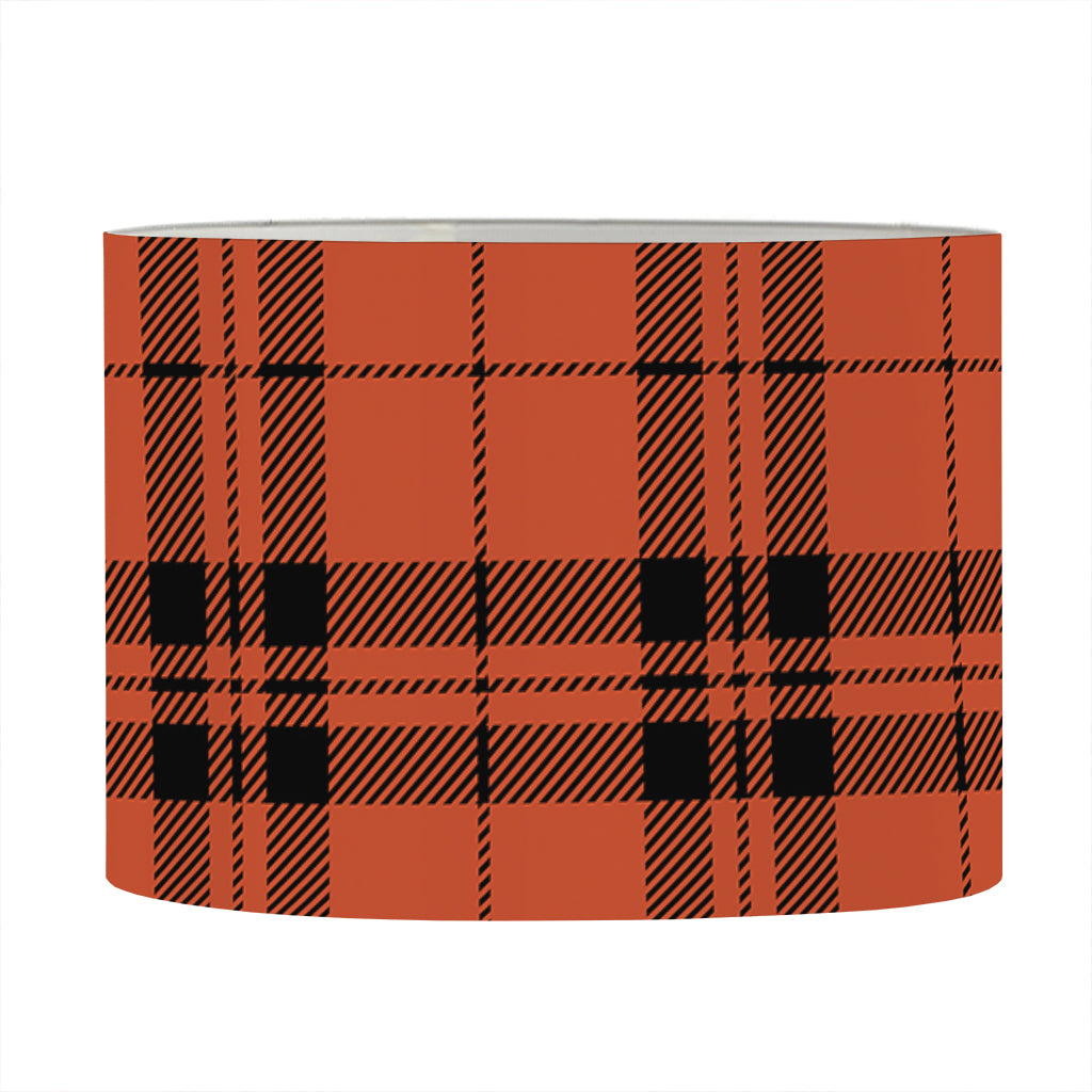 Orange And Black Tartan Pattern Print Drum Lamp Shade