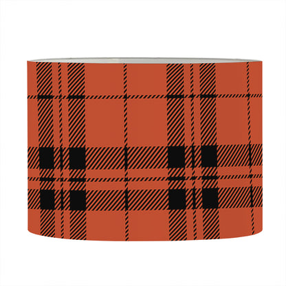 Orange And Black Tartan Pattern Print Drum Lamp Shade