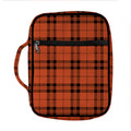 Orange And Black Tartan Pattern Print Front Pocket Bible Bag