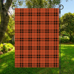 Orange And Black Tartan Pattern Print Garden Flag