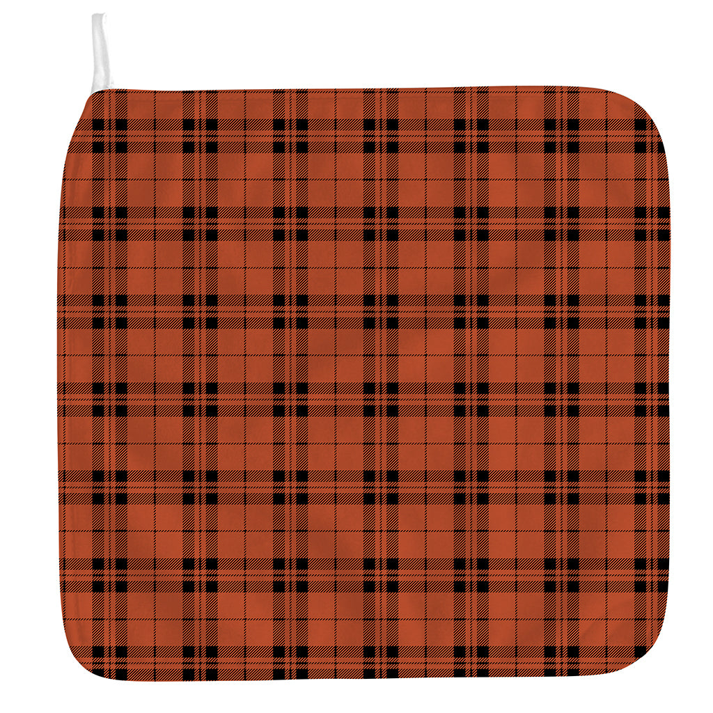 Orange And Black Tartan Pattern Print Hand Towel