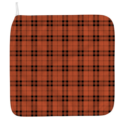 Orange And Black Tartan Pattern Print Hand Towel