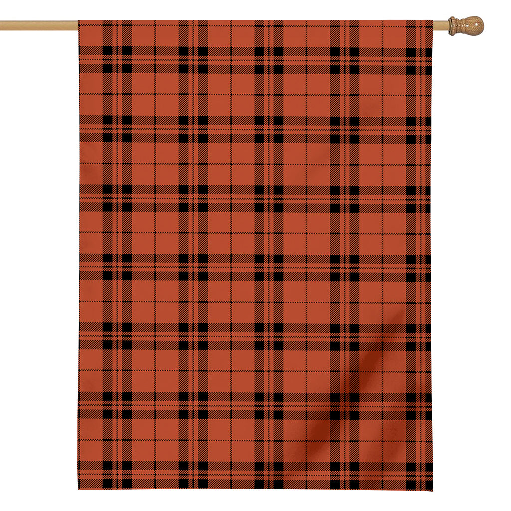 Orange And Black Tartan Pattern Print House Flag