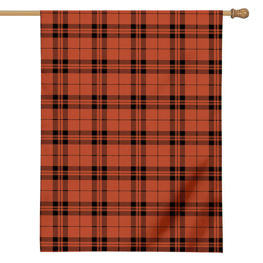 Orange And Black Tartan Pattern Print House Flag