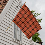 Orange And Black Tartan Pattern Print House Flag