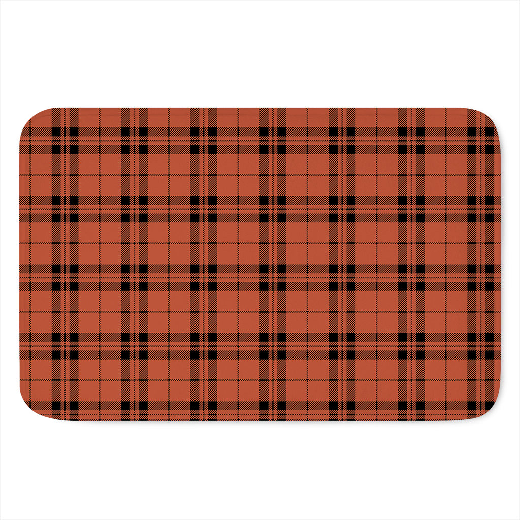 Orange And Black Tartan Pattern Print Indoor Door Mat