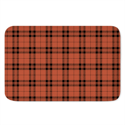 Orange And Black Tartan Pattern Print Indoor Door Mat