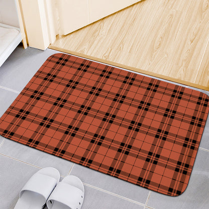 Orange And Black Tartan Pattern Print Indoor Door Mat