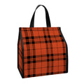 Orange And Black Tartan Pattern Print Insulated Lunch Tote