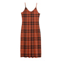 Orange And Black Tartan Pattern Print Jersey Midi Cami Dress