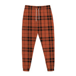Orange And Black Tartan Pattern Print Jogger Pants