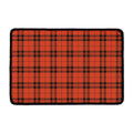Orange And Black Tartan Pattern Print Kitchen Mat