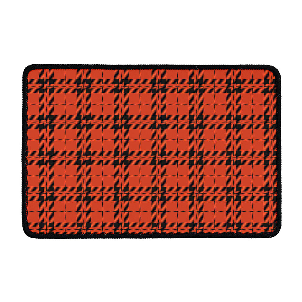 Orange And Black Tartan Pattern Print Kitchen Mat