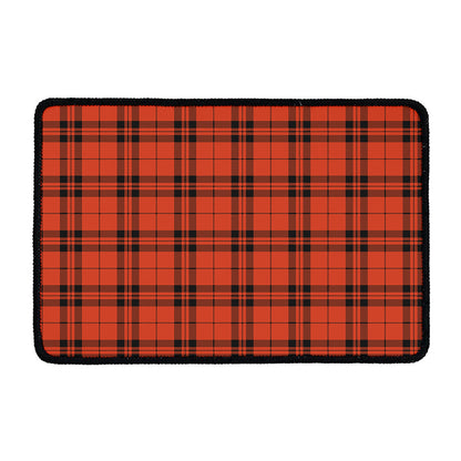 Orange And Black Tartan Pattern Print Kitchen Mat