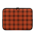 Orange And Black Tartan Pattern Print Laptop Sleeve