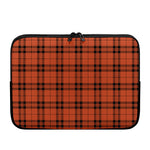 Orange And Black Tartan Pattern Print Laptop Sleeve