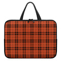 Orange And Black Tartan Pattern Print Laptop Sleeve With Handle