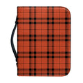 Orange And Black Tartan Pattern Print Leather Bible Cover