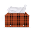 Orange And Black Tartan Pattern Print Leather Tissue Box Cover