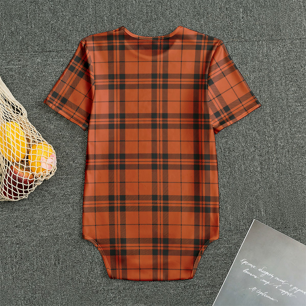 Orange And Black Tartan Pattern Print Men's Bodysuit
