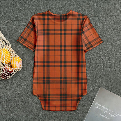 Orange And Black Tartan Pattern Print Men's Bodysuit