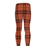 Orange And Black Tartan Pattern Print Men's leggings