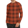Orange And Black Tartan Pattern Print Men's Long Sleeve Rash Guard