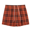 Orange And Black Tartan Pattern Print Mesh Shorts