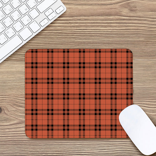 Orange And Black Tartan Pattern Print Mouse Pad