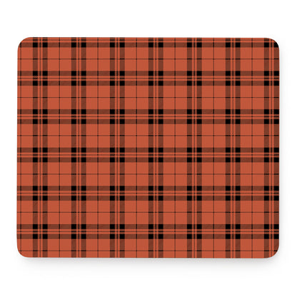 Orange And Black Tartan Pattern Print Mouse Pad