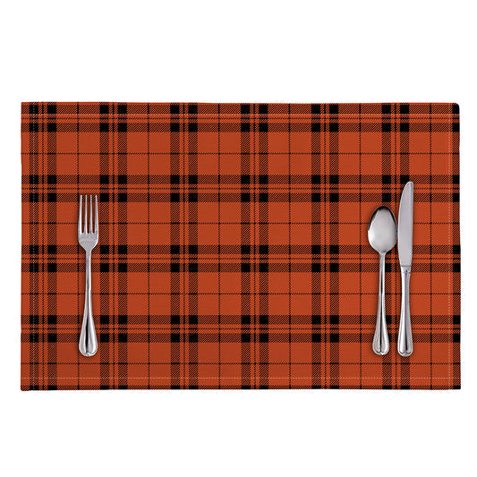 Orange And Black Tartan Pattern Print Placemat