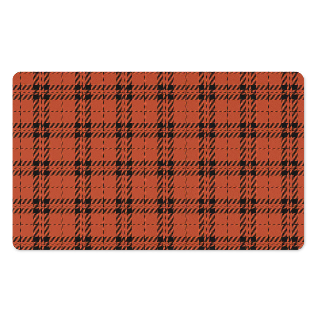 Orange And Black Tartan Pattern Print Polyester Doormat