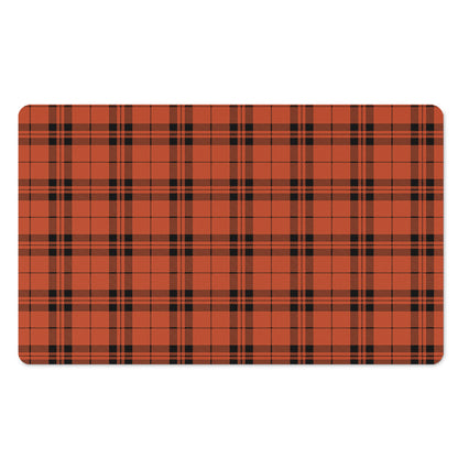 Orange And Black Tartan Pattern Print Polyester Doormat