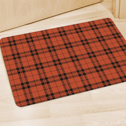 Orange And Black Tartan Pattern Print Polyester Doormat