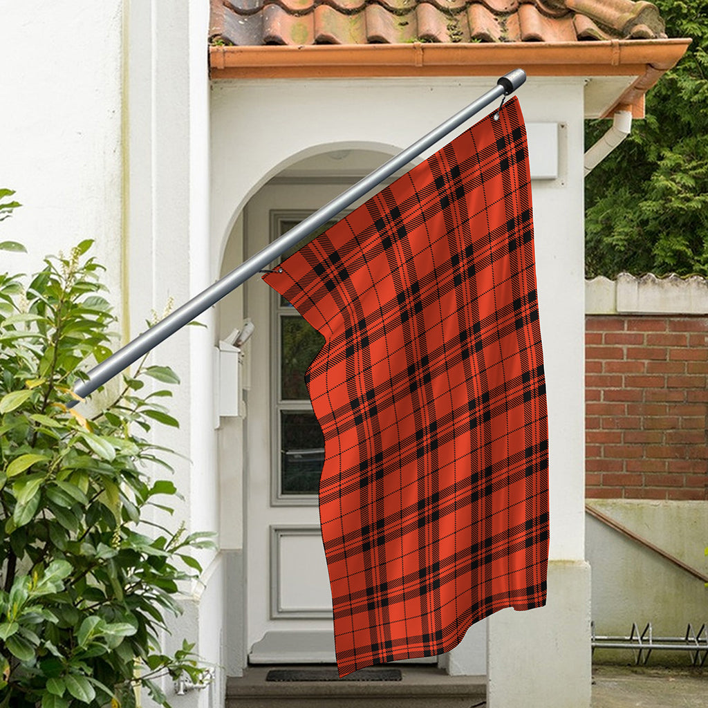 Orange And Black Tartan Pattern Print Polyester Flag