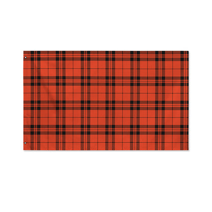 Orange And Black Tartan Pattern Print Polyester Flag