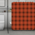 Orange And Black Tartan Pattern Print Polyester Shower Curtain