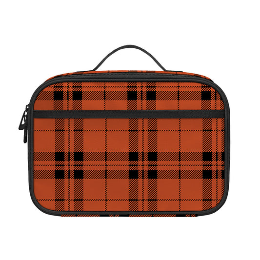 Orange And Black Tartan Pattern Print Portable Lunch Bag