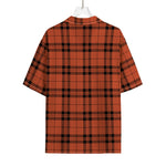 Orange And Black Tartan Pattern Print Rayon Hawaiian Shirt