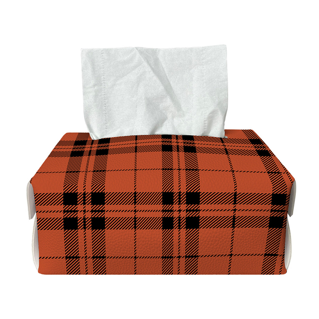 Orange And Black Tartan Pattern Print Rectangle Tissue Box Cover