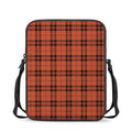 Orange And Black Tartan Pattern Print Rectangular Crossbody Bag