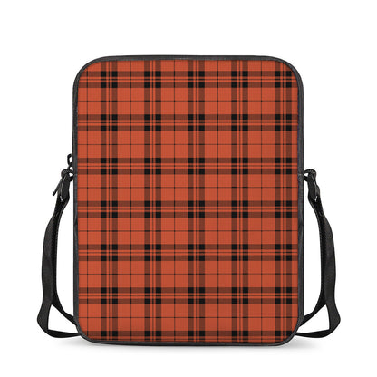 Orange And Black Tartan Pattern Print Rectangular Crossbody Bag