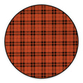 Orange And Black Tartan Pattern Print Round Floor Mat