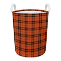 Orange And Black Tartan Pattern Print Round Laundry Basket