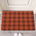 Orange And Black Tartan Pattern Print Rubber Doormat