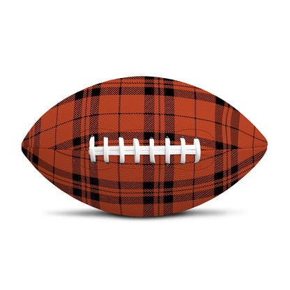 Orange And Black Tartan Pattern Print Rugby Ball