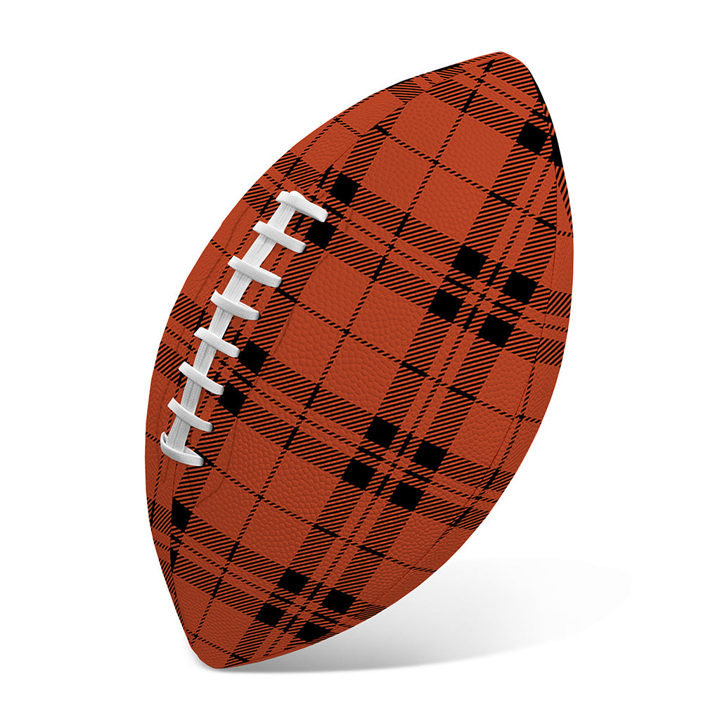 Orange And Black Tartan Pattern Print Rugby Ball